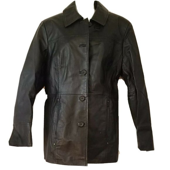 East 5th Womens Leather‎ Jacket Black Genuine - Picture 1 of 7